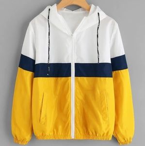 Shein Color Block Elastic Waist Drawstring Jacket